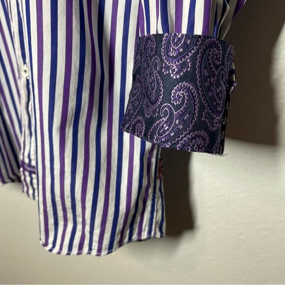 English Laundry Mens Striped Dress Shirt Purple 151/2 32/33 - Picture 5 of 8
